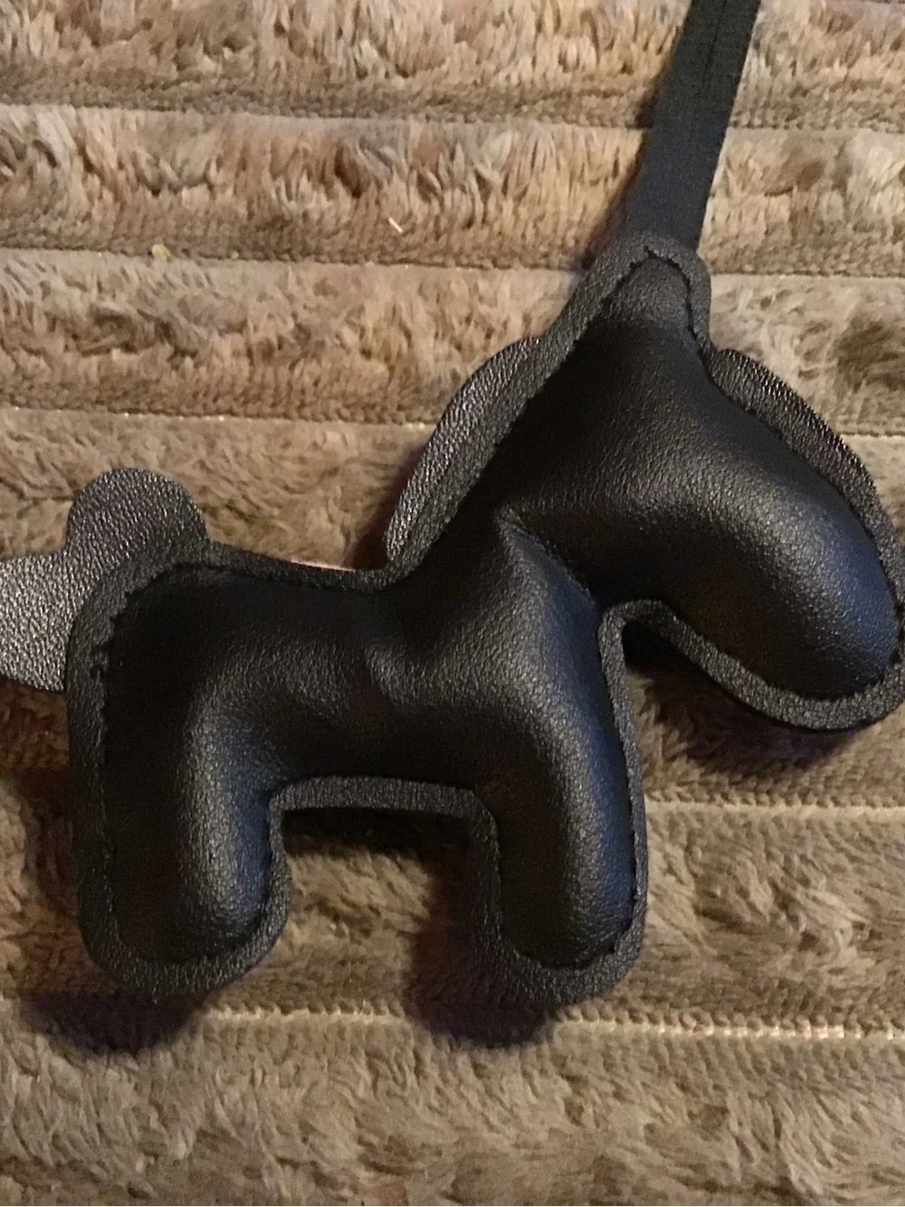 Black Leather horse Charm with Beige Saddle